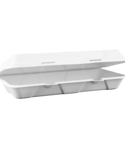 Vegware Nourish Moulded Fibre Clamshell Takeaway Boxes 12x6 250 Pack (JK433)