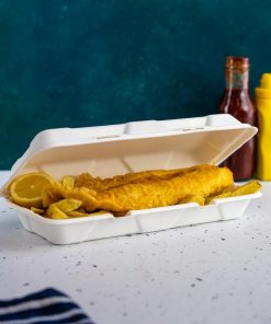 Vegware Nourish Moulded Fibre Clamshell Takeaway Boxes 12x6 250 Pack (JK433)