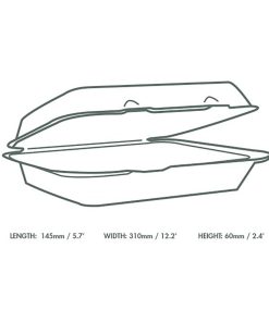 Vegware Nourish Moulded Fibre Clamshell Takeaway Boxes 12x6 250 Pack (JK433)