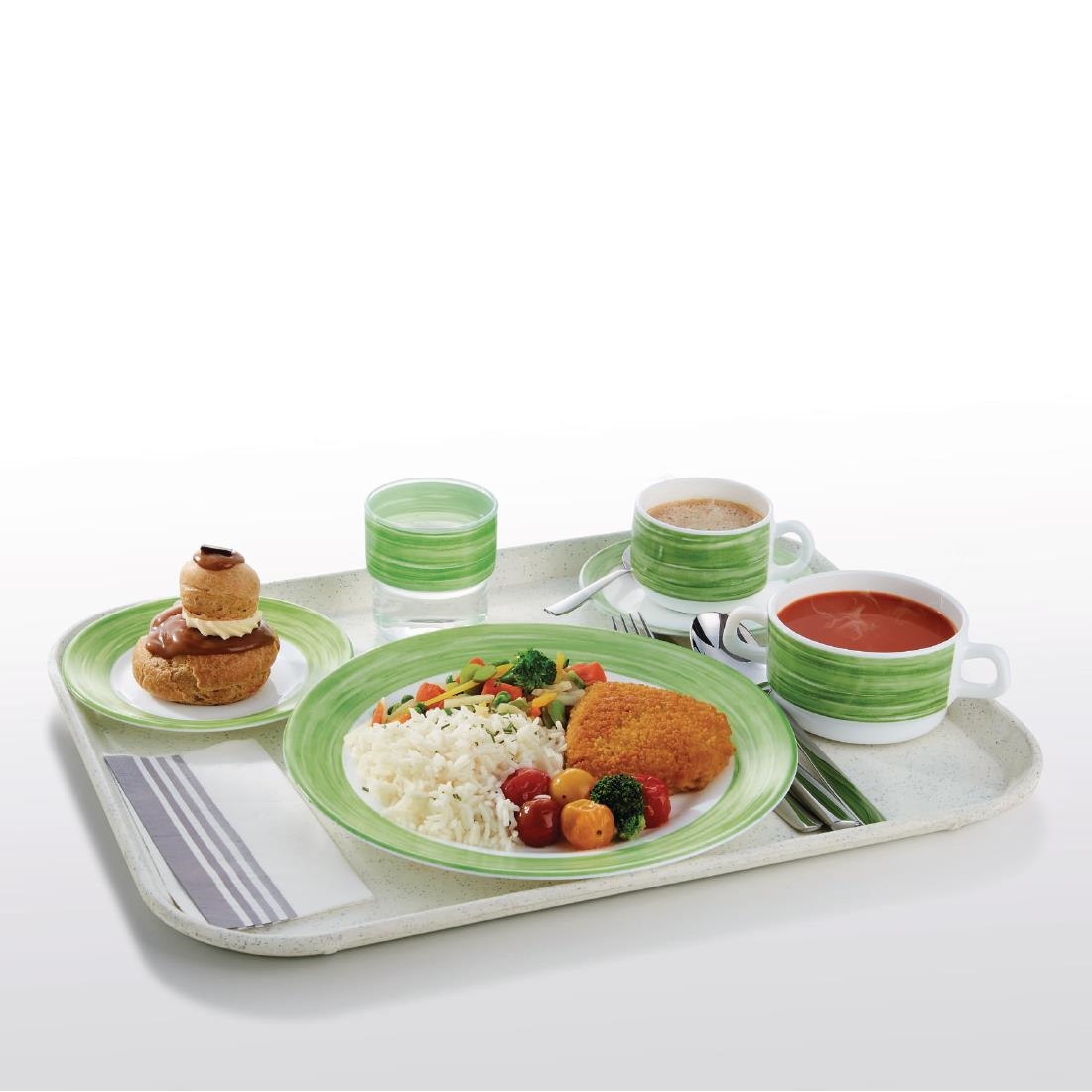 Arcoroc Brush Dessert Plates Green 195mm 12 Pack (JK559)