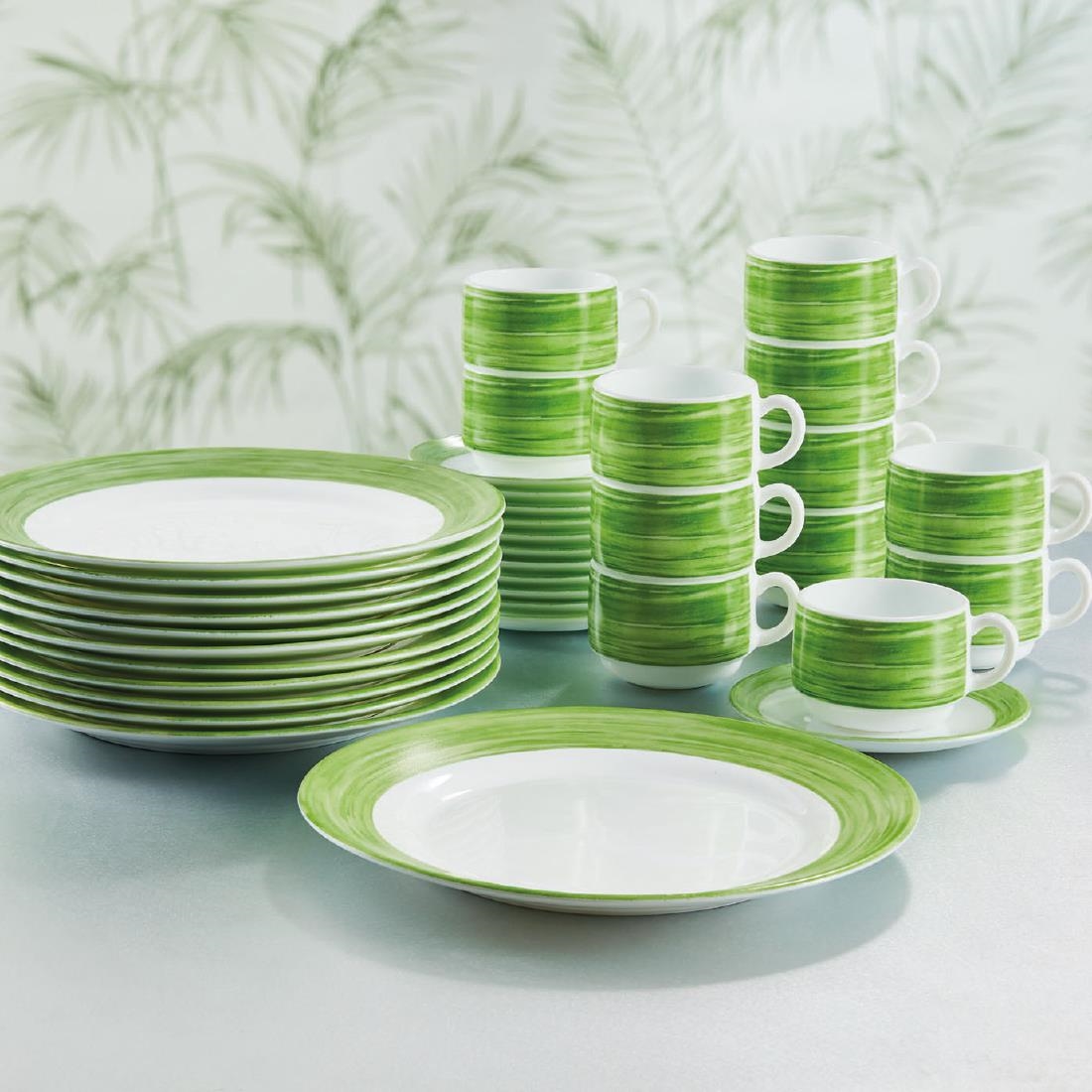 Arcoroc Brush Dessert Plates Green 195mm 12 Pack (JK559)