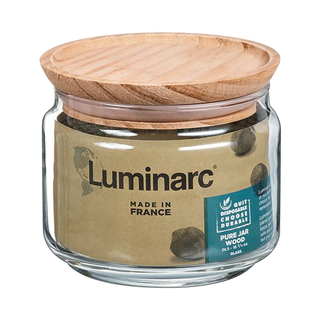 Luminarc Pure Jars and Wood Lids 500ml 6 Pack (JK610)