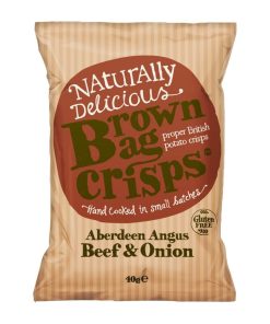 Brown Bag Crisps Aberdeen Angus Beef and Onion 40g 20 Pack (KA529)