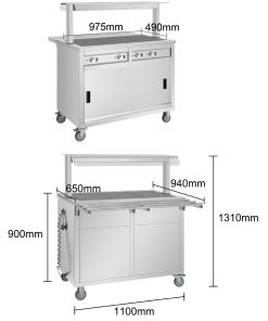 Buffalo Mobile Servery with Solid Heated Top 3x 1-1 GN (JB186)