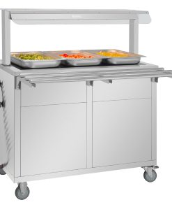 Buffalo Mobile Servery with Solid Heated Top 3x 1-1 GN (JB186)