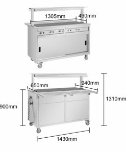 Buffalo Mobile Servery with Solid Heated Top 4x 1-1 GN (JB187)