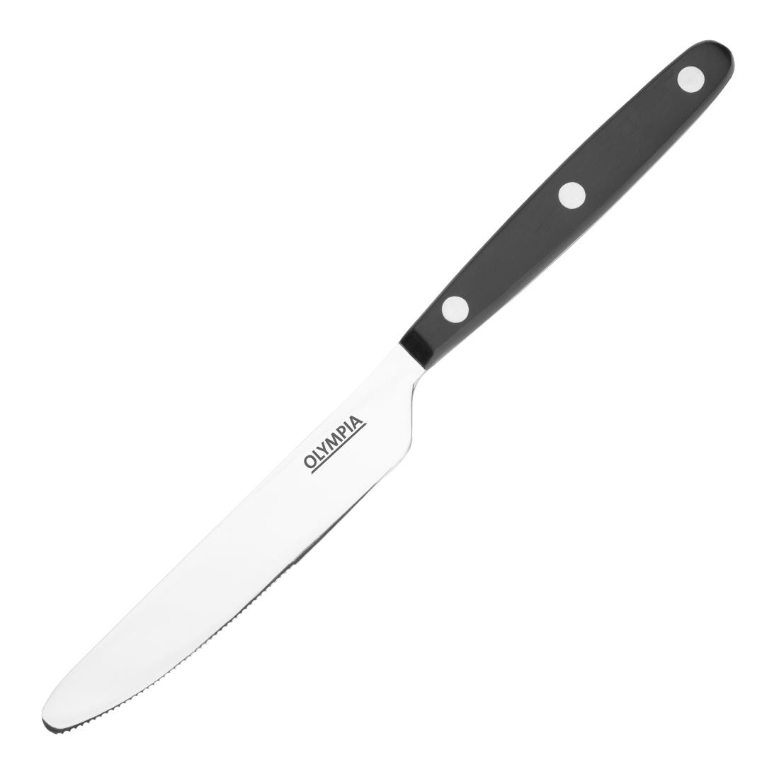 Olympia Taverna Table Knives with Black Handles 12 Pack (JF715)