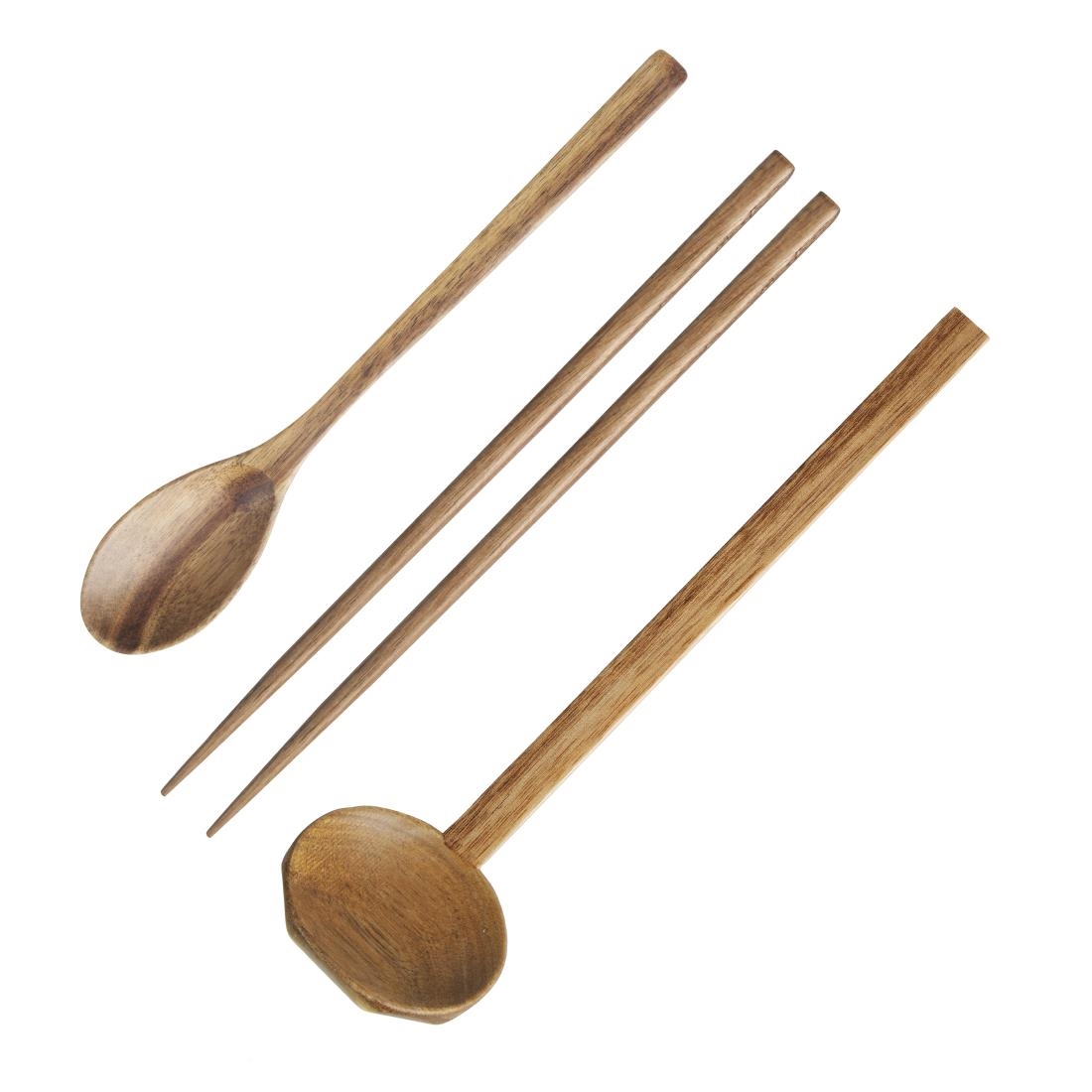 Olympia Miso Acacia Wood Ramen and Pho Spoon - 240mm Box 6 (JK311)