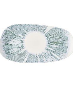 Churchill Lyra Organic Oblong Plates Blue Opal 350x185mm 6 Pack (JM068)