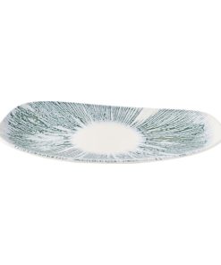 Churchill Lyra Organic Oblong Plates Blue Opal 350x185mm 6 Pack (JM068)