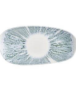 Churchill Lyra Organic Oblong Plates Blue Opal 350x150mm 12 Pack (JM069)