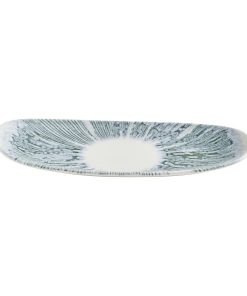 Churchill Lyra Organic Oblong Plates Blue Opal 350x150mm 12 Pack (JM069)