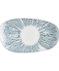Churchill Lyra Organic Oblong Plates Blue Opal 260x150mm 12 Pack (JM070)