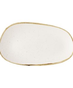 Churchill Stonecast Opal Oblong Plates Barley White 260x150mm 12 Pack (JM150)