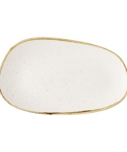 Churchill Stonecast Opal Oblong Plates Barley White 220x130mm 12 Pack (JM151)
