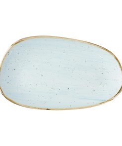 Churchill Stonecast Opal Oblong Plates Duck Egg Blue 220x130mm 12 Pack (JM157)