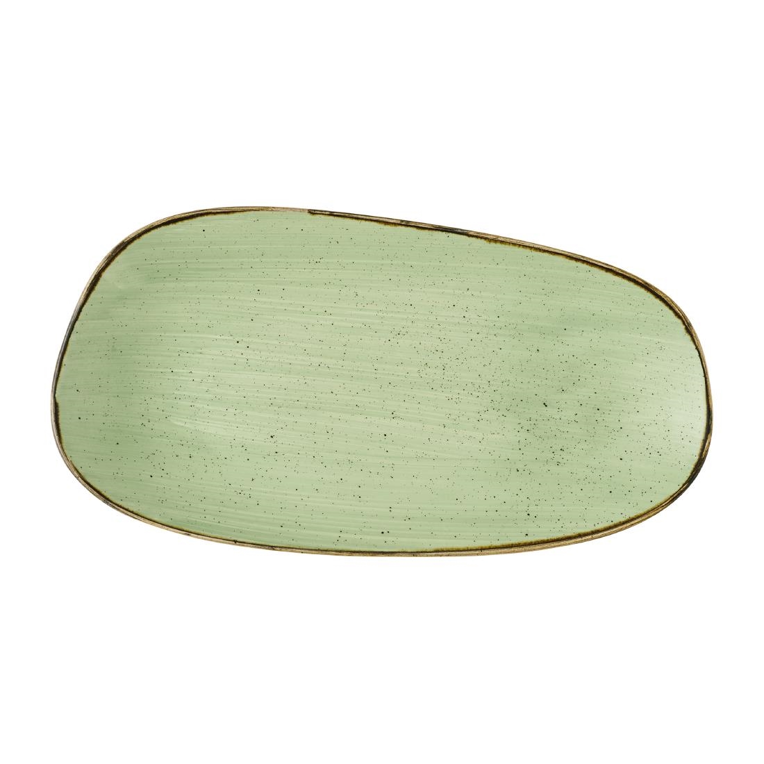 Churchill Stonecast Opal Oblong Plates Sage Green 350x185mm 6 Pack (JM160)