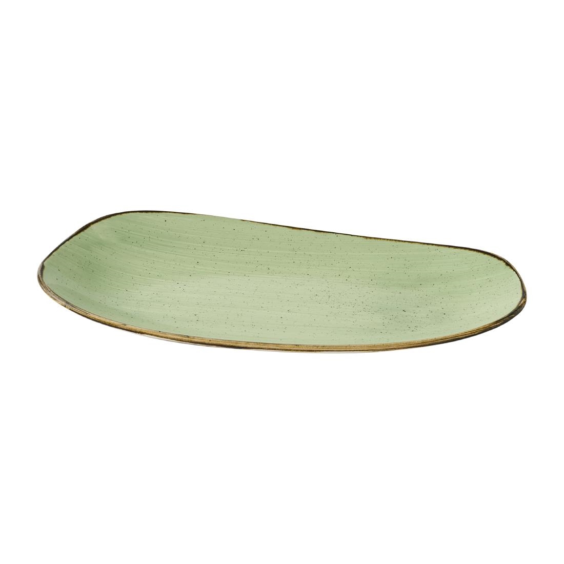 Churchill Stonecast Opal Oblong Plates Sage Green 350x185mm 6 Pack (JM160)
