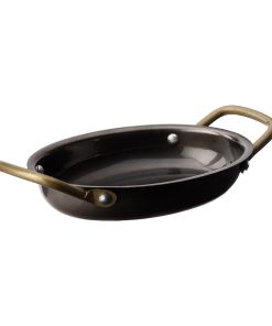 Utopia Vintage Steel Oval Dishes Black 165x125mm 6 Pack (JM305)