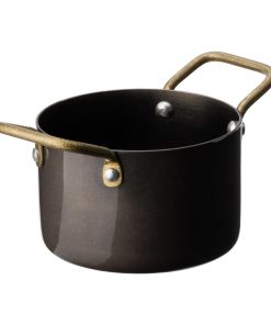 Utopia Vintage Steel Mini Casserole Dishes Black 90mm 6 Pack (JM306)