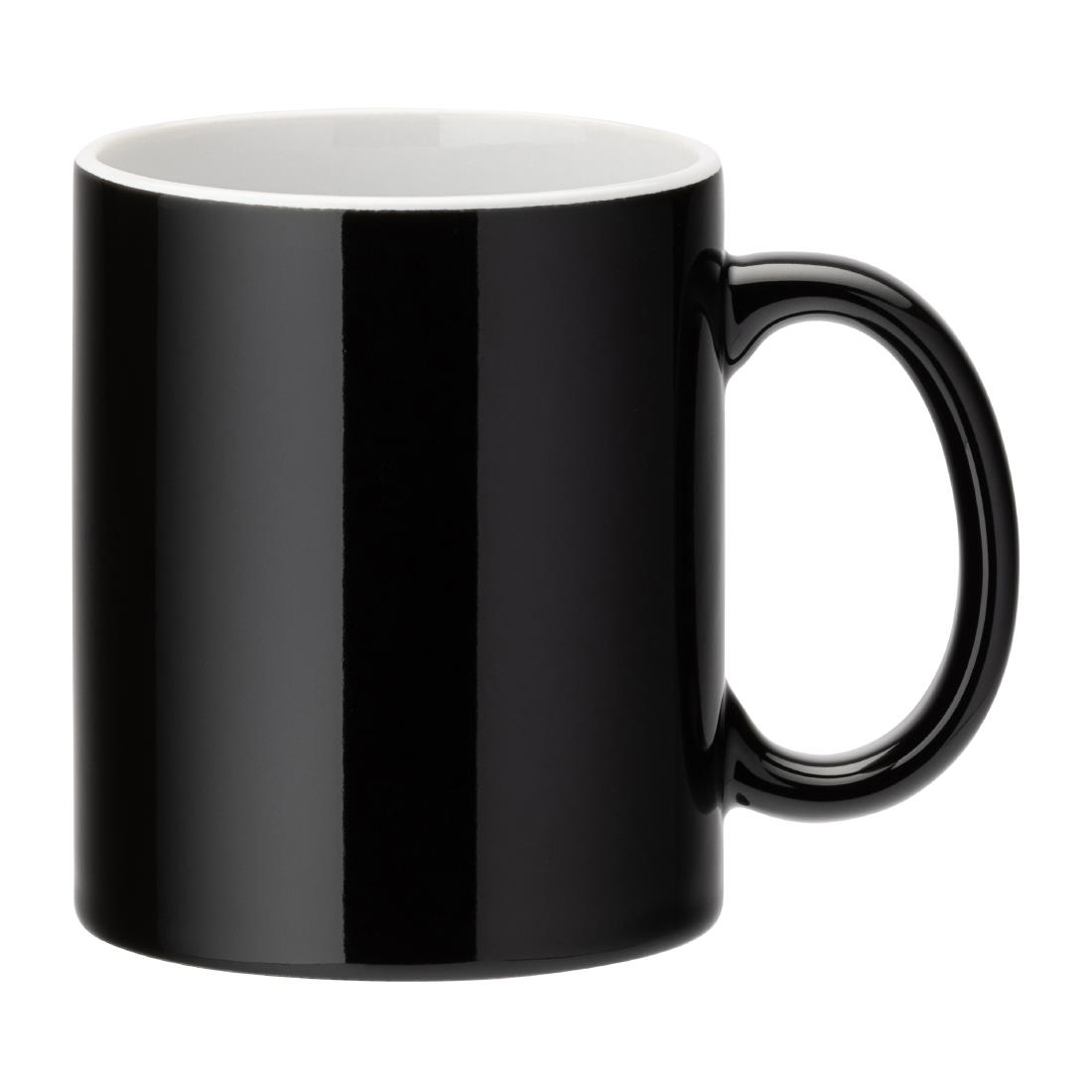 Utopia Pure White Straight-Sided Mugs Black 340ml 12 Pack (JM313)