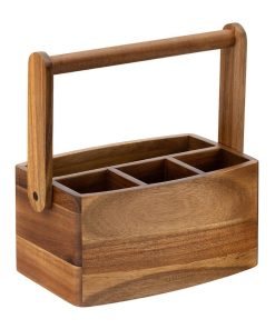 Utopia Acacia Straight Sided 4 Compartment Table Caddy 2 Pack (JM319)