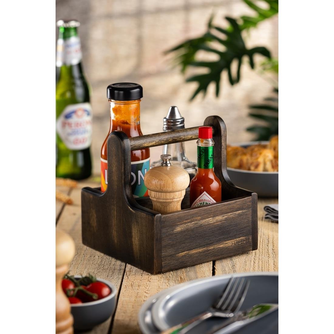 Utopia Small Wooden Table Caddy Black 2 Pack (JM328)