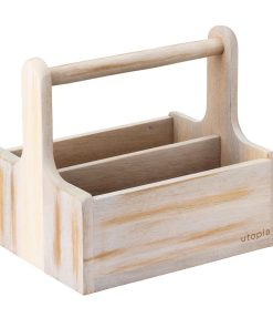 Utopia Medium Wooden Table Caddy White 2 Pack (JM330)