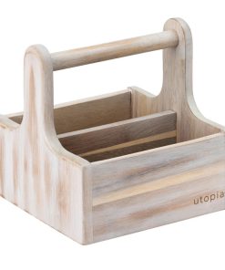 Utopia Small Wooden Table Caddy White 2 Pack (JM331)