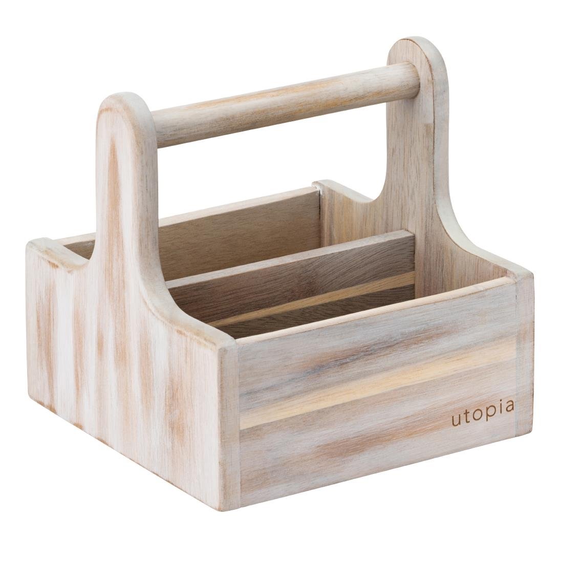Utopia Small Wooden Table Caddy White 2 Pack (JM331)