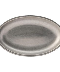 Utopia Artemis Oval Platters Rumbled Steel 300x180mm 6 Pack (JM359)