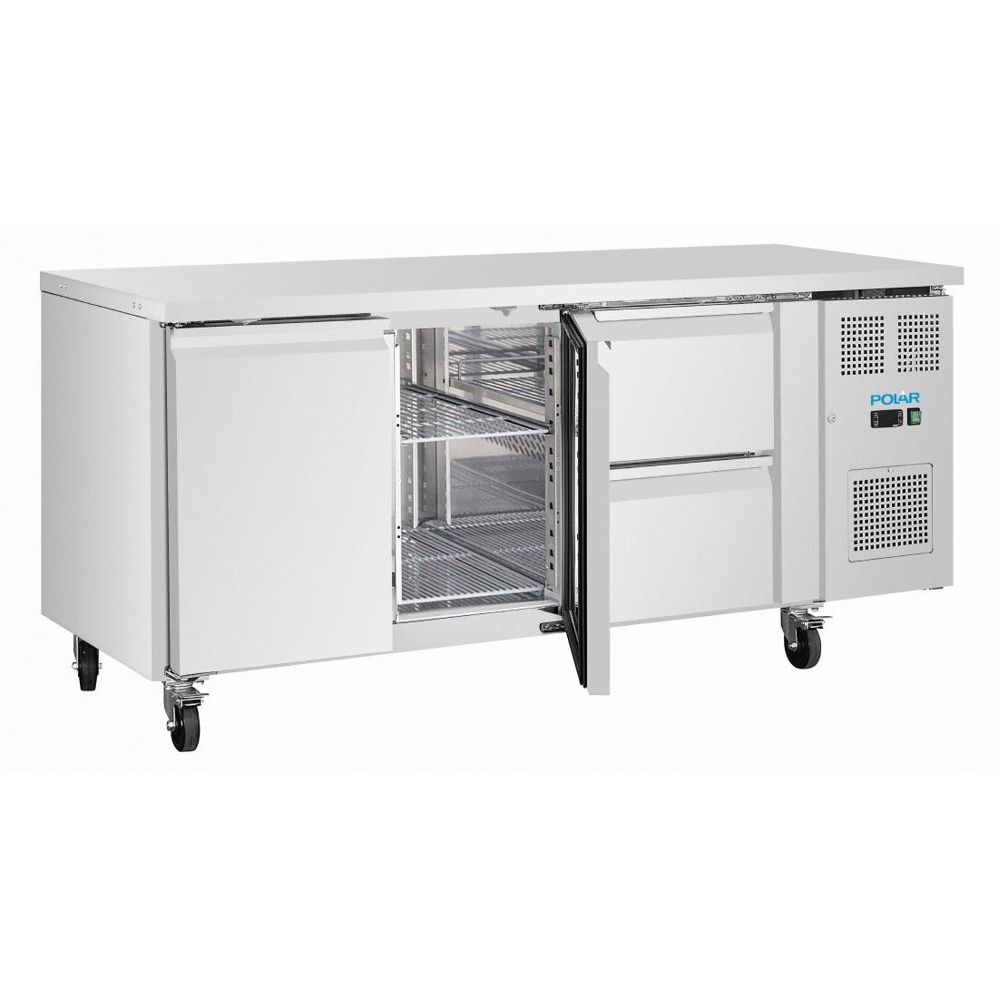Polar U-Series 2 Door and 2 Drawer Counter Fridge 242Ltr (UA109)