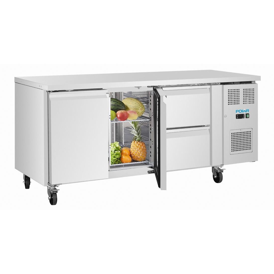 Polar U-Series 2 Door and 2 Drawer Counter Fridge 242Ltr (UA109)