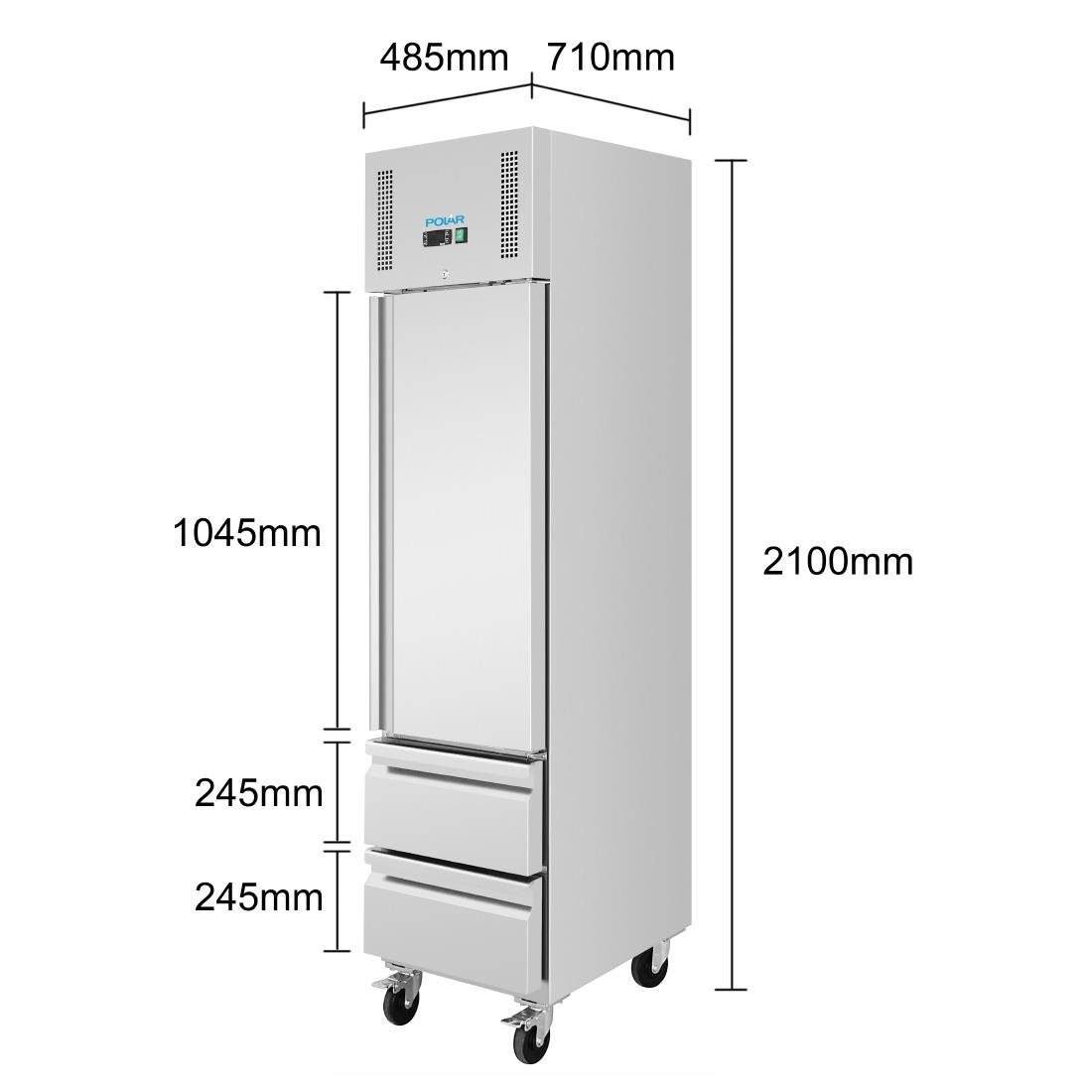 Polar G-Series Single Door and 2 Drawer Slimline GN Cabinet Freezer 180Ltr (UA116)