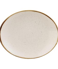 Churchill Stonecast Orbit Oval Coupe Plates Barley White 192x160mm 12 Pack (FF647)
