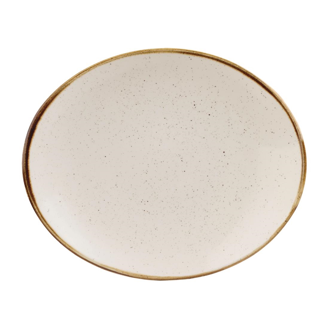 Churchill Stonecast Orbit Oval Coupe Plates Barley White 192x160mm 12 Pack (FF647)