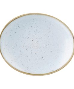 Churchill Stonecast Orbit Oval Coupe Plates Duck Egg Blue 192x160mm 12 Pack (FF663)