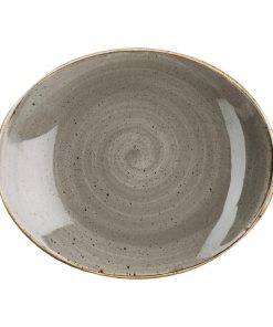 Churchill Stonecast Orbit Oval Coupe Plates Peppercorn Grey 192x160mm 12 Pack (FF675)