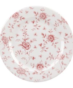 Churchill Vintage Prints Rimmed Plates Cranberry Rose Chintz 305mm 6 Pack (FF714)