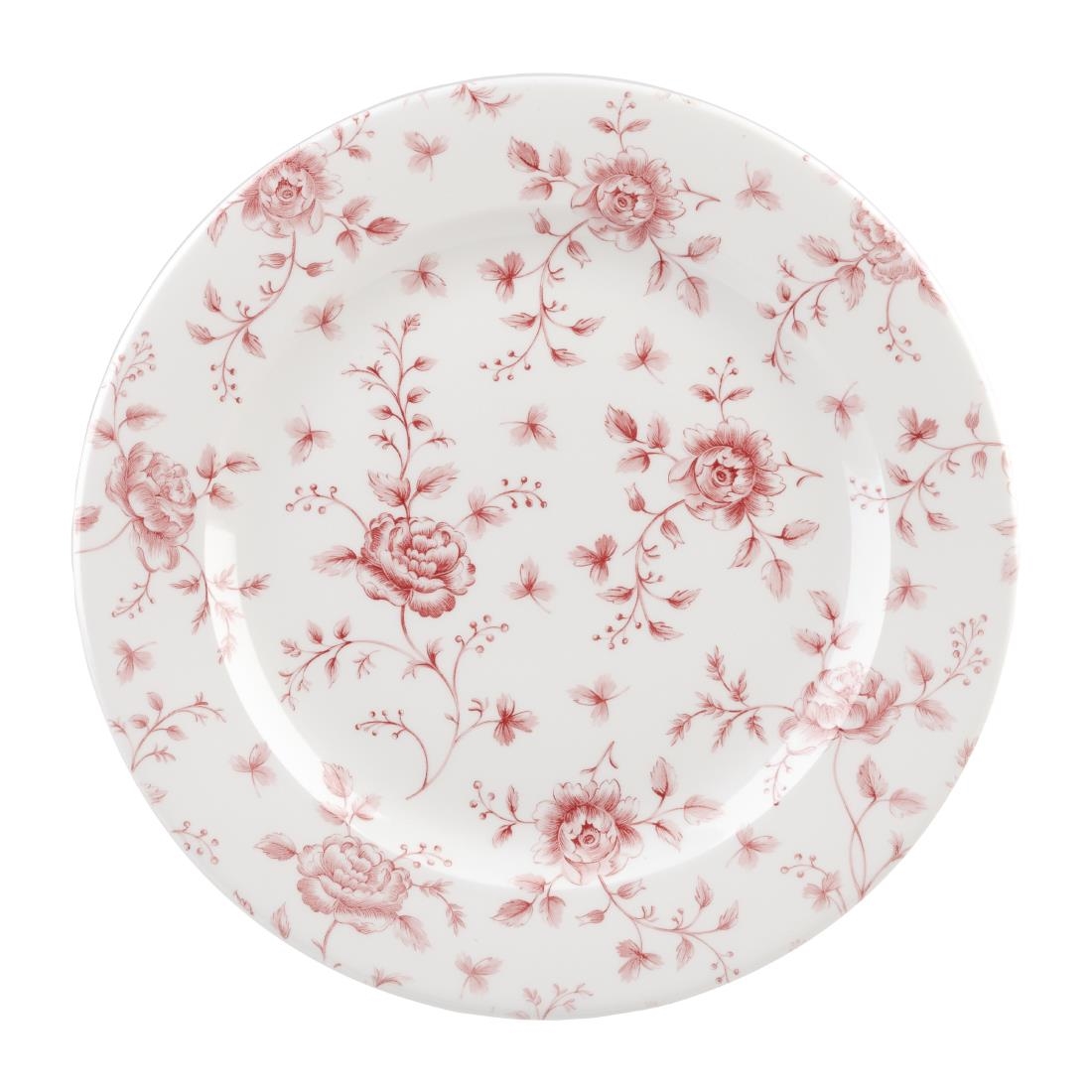 Churchill Vintage Prints Rimmed Plates Cranberry Rose Chintz 305mm 6 Pack (FF714)