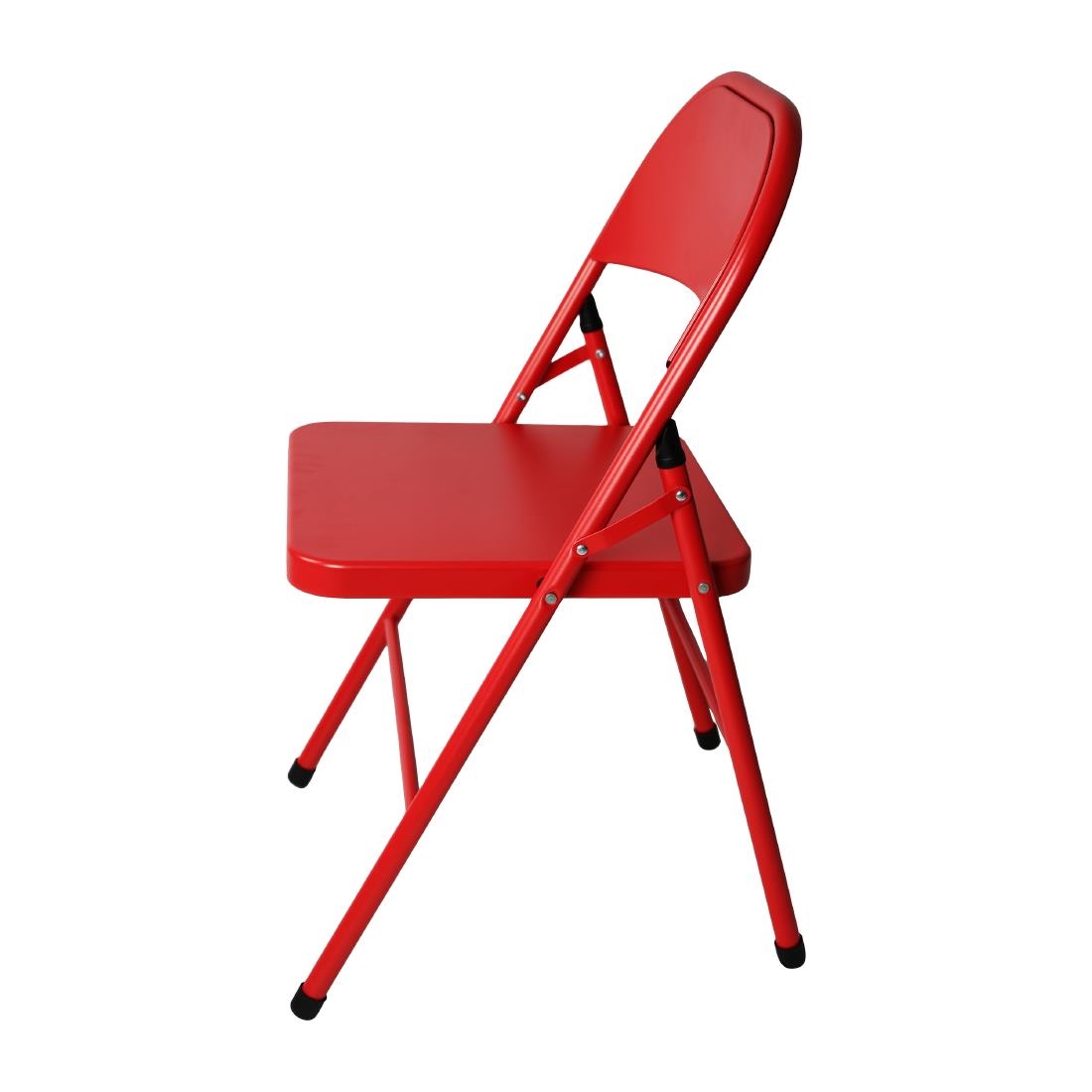 Bolero Folding Metal Chairs Red 4 Pack (JD498)