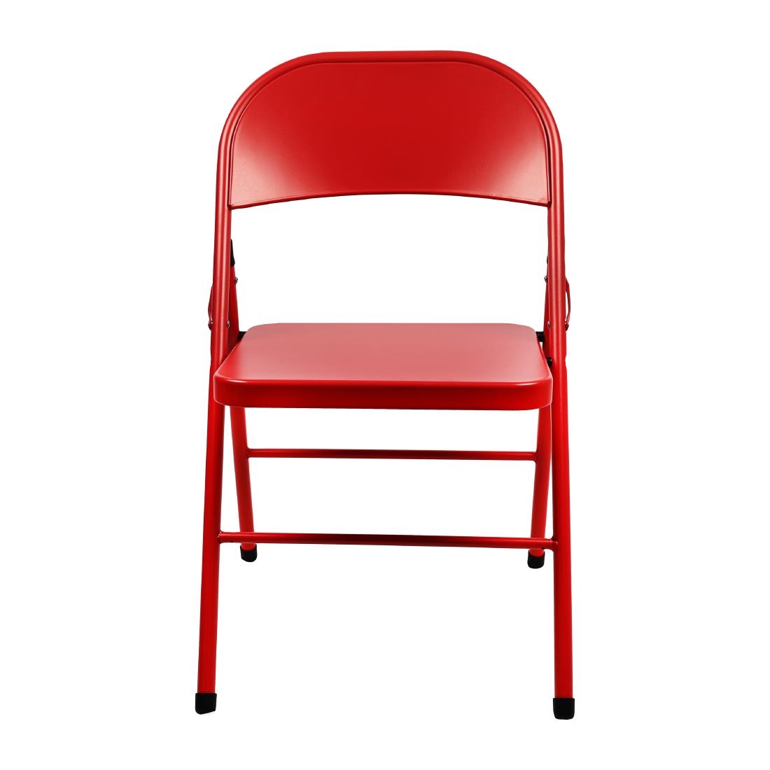 Bolero Folding Metal Chairs Red 4 Pack (JD498)