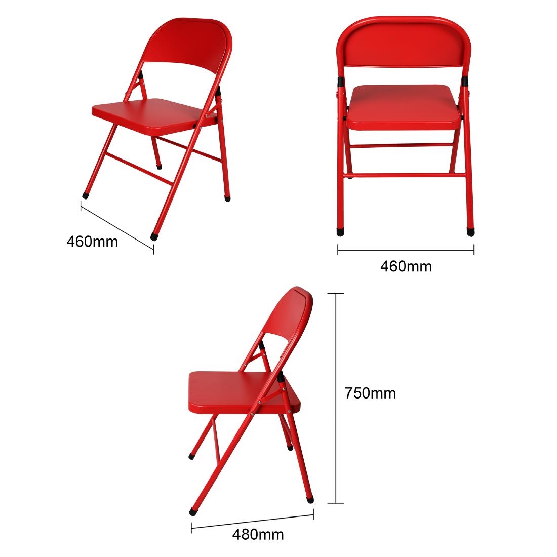 Bolero Folding Metal Chairs Red 4 Pack (JD498)