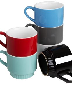 Olympia Cafe Stacking Mugs White 340ml 6 Pack (JF994)