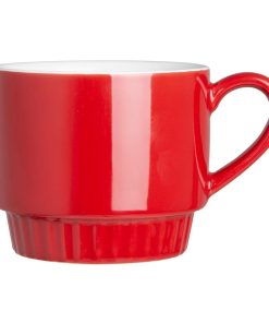Olympia Cafe Stacking Mugs Red 340ml 6 Pack (JF995)