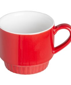 Olympia Cafe Stacking Mugs Red 340ml 6 Pack (JF995)