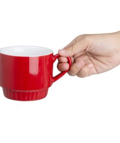 Olympia Cafe Stacking Mugs Red 340ml 6 Pack (JF995)