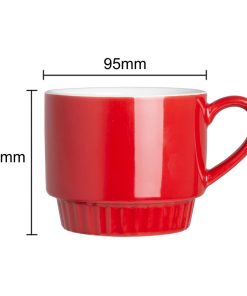 Olympia Cafe Stacking Mugs Red 340ml 6 Pack (JF995)
