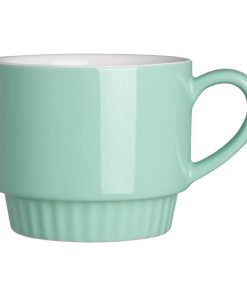 Olympia Cafe Stacking Mugs Aqua 340ml 6 Pack (JF996)