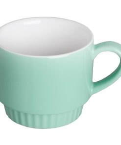 Olympia Cafe Stacking Mugs Aqua 340ml 6 Pack (JF996)
